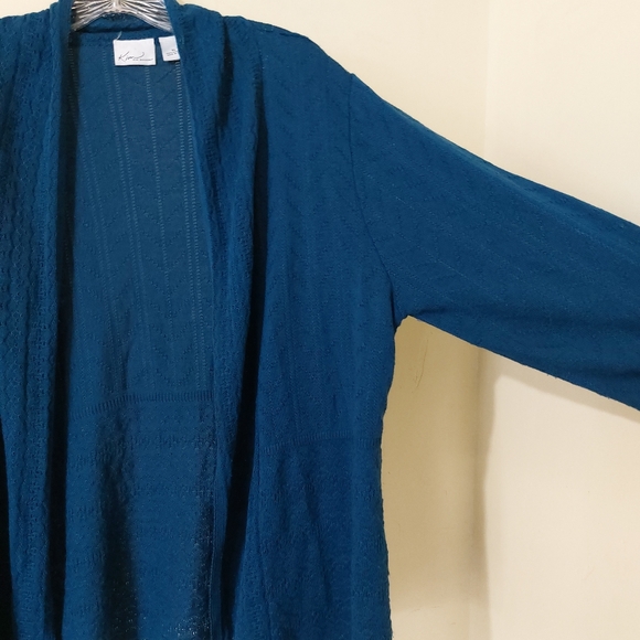 Kim Rogers Blue Knit Open Front Soft Fall Cardigan Sweater Cover Up Womens XL - Picture 2 of 10
